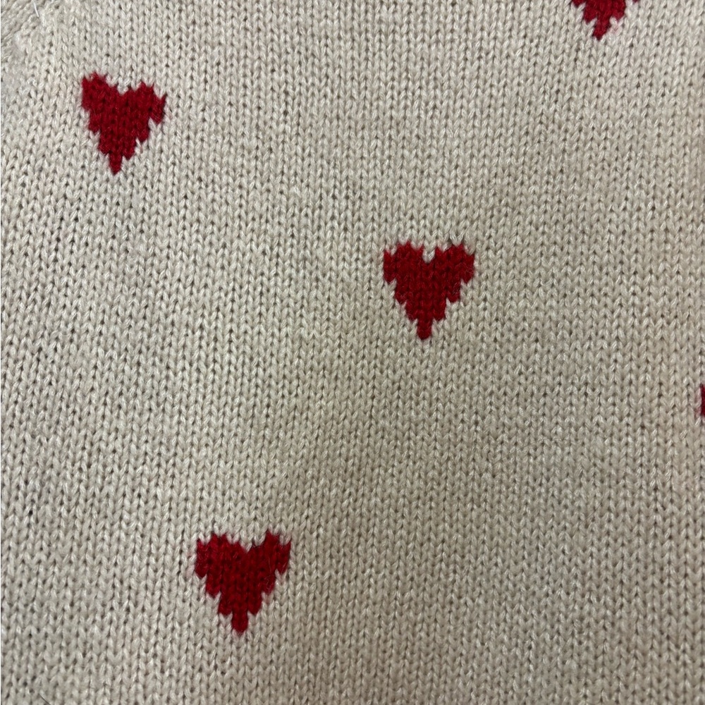 THE GREAT. Cream Cardigan with Red Heart Accents - Picture 10 of 16